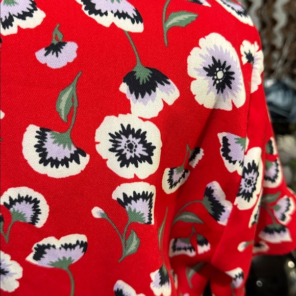 J.Crew Red Anemone Floral True Wrap Dress Size 4 - Picture 7 of 9